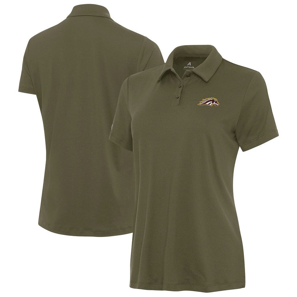 Women's Antigua Olive Western Michigan Broncos Reprocess Polo