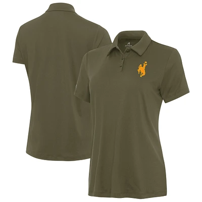 Women's Antigua Olive Wyoming Cowboys Reprocess Polo
