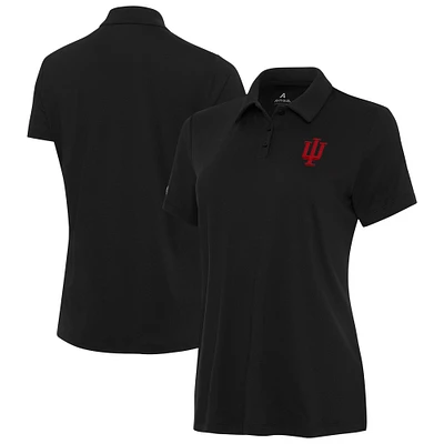 Women's Antigua Black Indiana Hoosiers Reprocess Polo