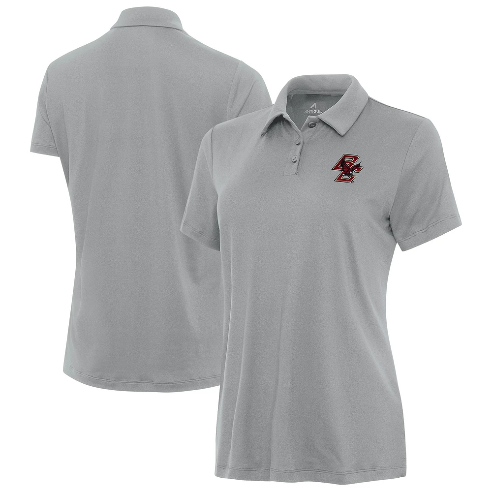 Women's Antigua Gray Boston College Eagles Reprocess Polo