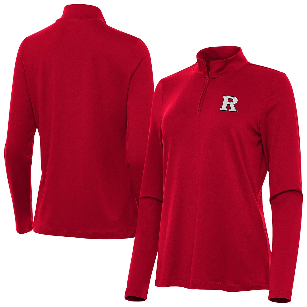 Women's Antigua Scarlet Rutgers Knights Reprocess Quarter-Zip Top