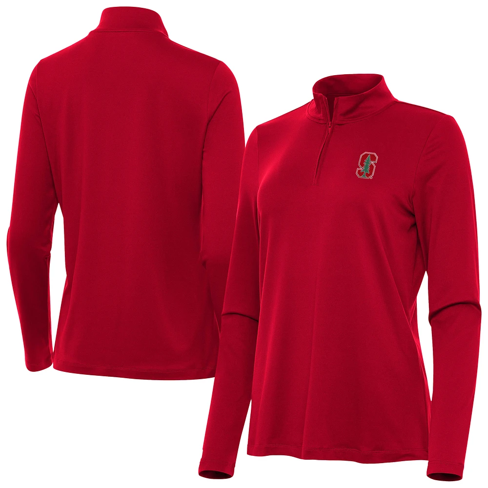 Women's Antigua Cardinal Stanford Reprocess Quarter-Zip Top