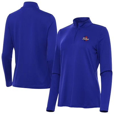 Women's Antigua Royal Tulsa Golden Hurricane Reprocess Quarter-Zip Top