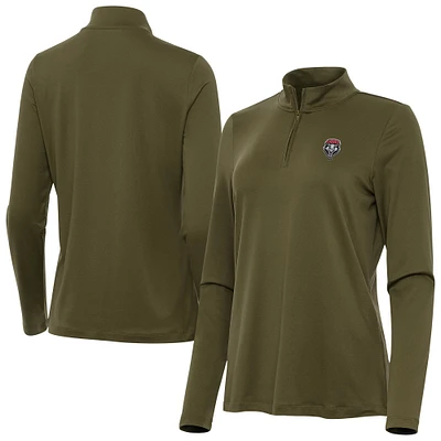 Women's Antigua Olive New Mexico Lobos Reprocess Quarter-Zip Top