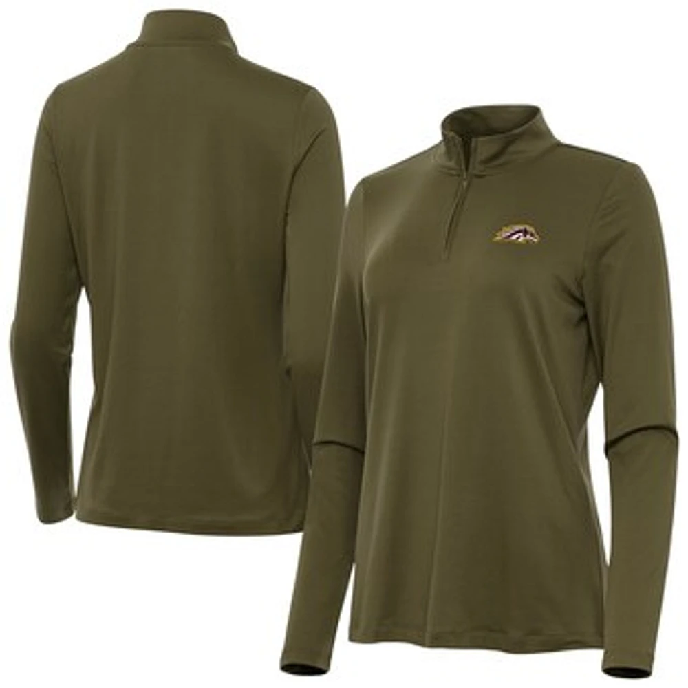 Women's Antigua Olive Western Michigan Broncos Reprocess Quarter-Zip Top