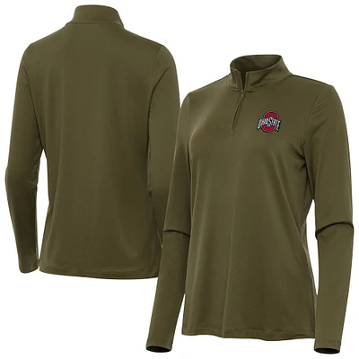 Women's Antigua Olive Ohio State Buckeyes Reprocess Quarter-Zip Top