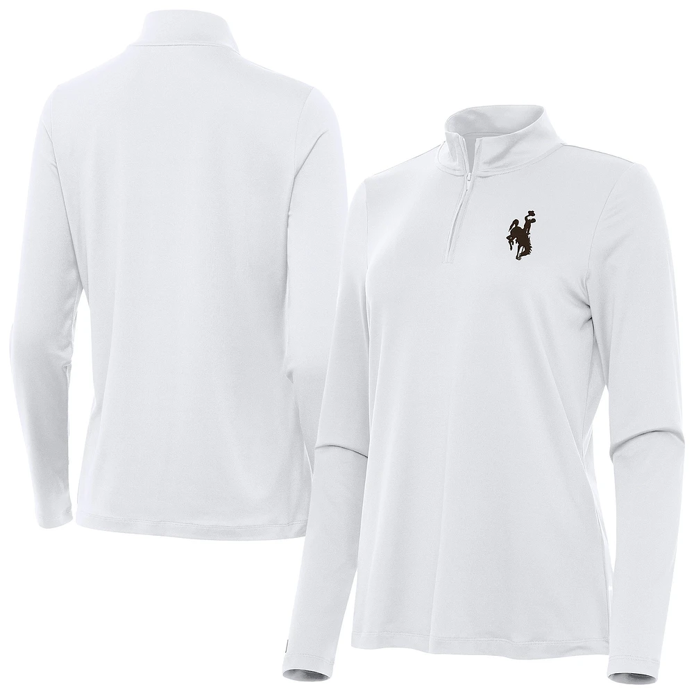 Women's Antigua Wyoming Cowboys Reprocess Quarter-Zip Top