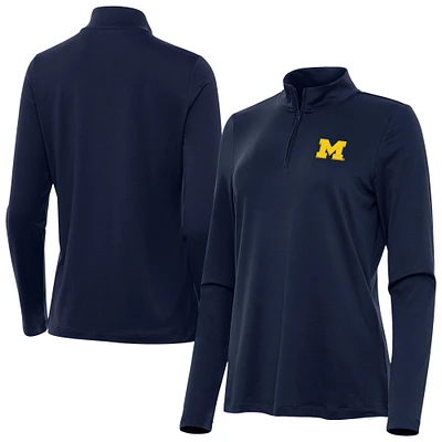 Women's Antigua Navy Michigan Wolverines Reprocess Quarter-Zip Top