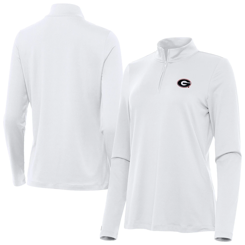 Women's Antigua White Georgia Bulldogs Reprocess Quarter-Zip Top