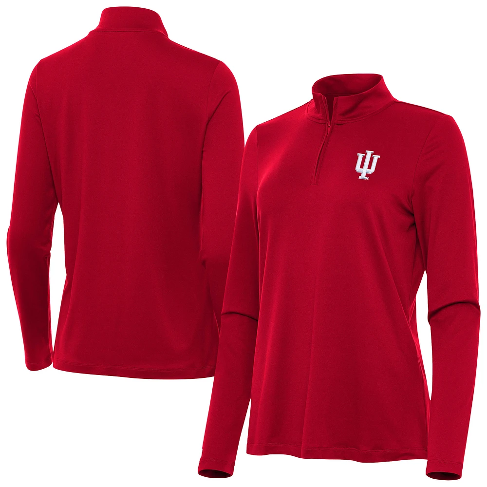 Women's Antigua Crimson Indiana Hoosiers Reprocess Quarter-Zip Top
