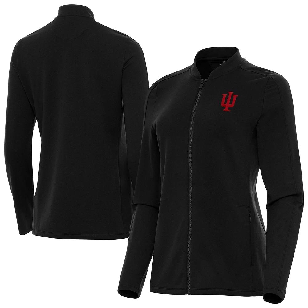 Women's Antigua Black Indiana Hoosiers Continual Full-Zip Jacket