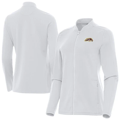 Women's Antigua White Western Michigan Broncos Continual Full-Zip Jacket