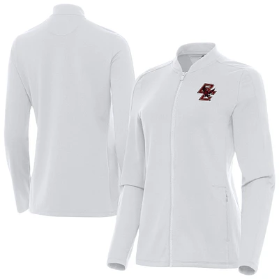 Women's Antigua White Boston College Eagles Continual Full-Zip Jacket
