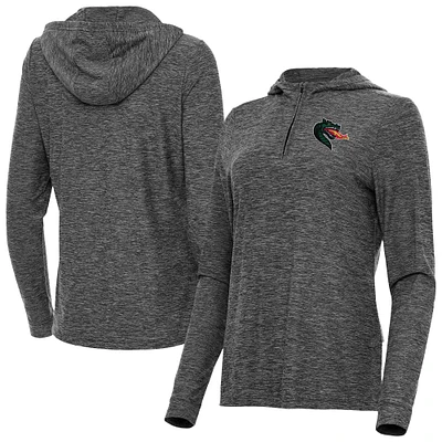 Women's Antigua Heather Black UAB Blazers Daybreak Quarter-Zip Hoodie