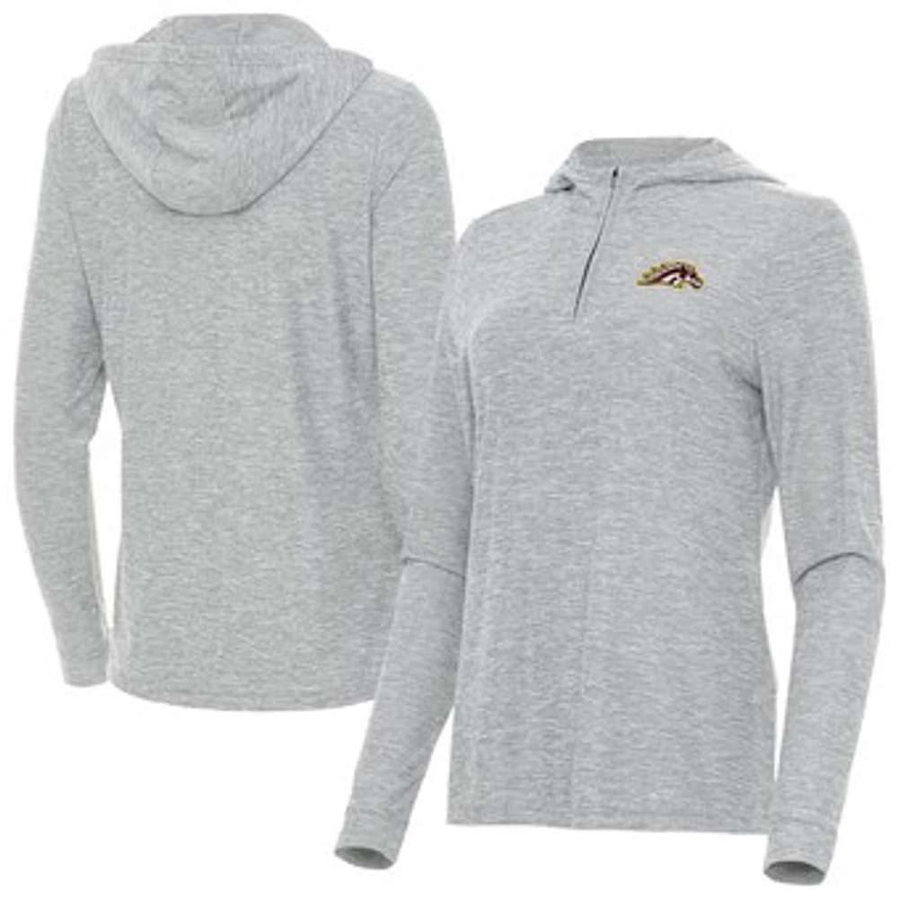 Women's Antigua Heather Gray Western Michigan Broncos Daybreak Quarter-Zip Hoodie