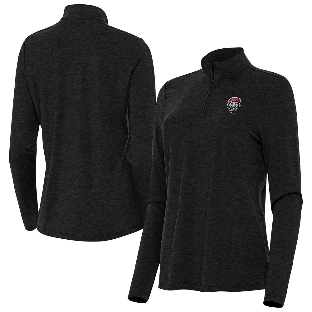 Women's Antigua Heather Black New Mexico Lobos Bright Quarter-Zip Top