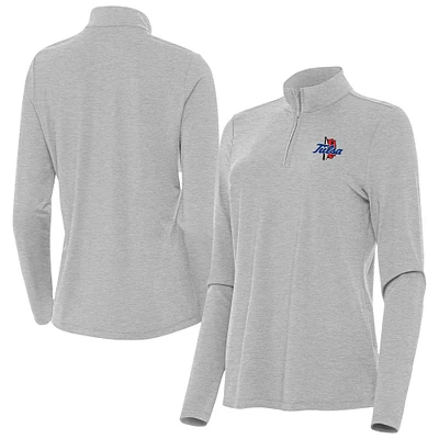 Women's Antigua Heather Gray Tulsa Golden Hurricane Bright Quarter-Zip Top