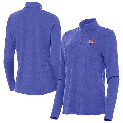 Women's Antigua Heather Royal Tulsa Golden Hurricane Bright Quarter-Zip Top