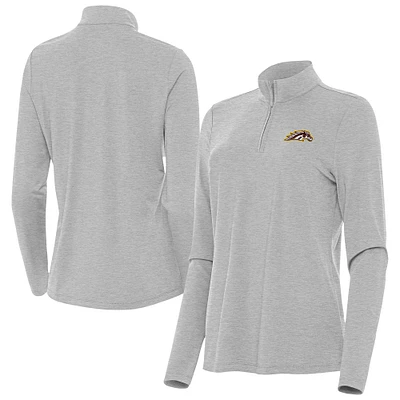 Women's Antigua Heather Gray Western Michigan Broncos Bright Quarter-Zip Top