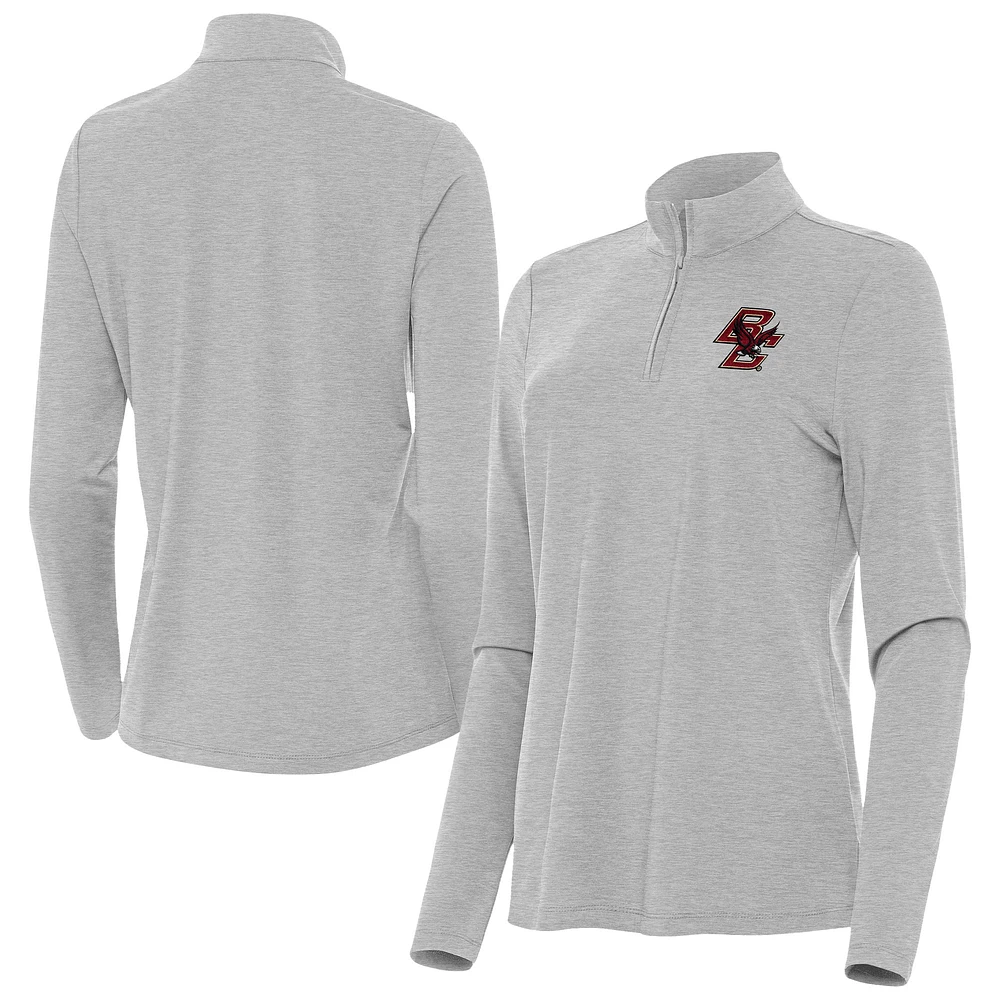 Women's Antigua Heather Boston College Eagles Bright Quarter-Zip Top