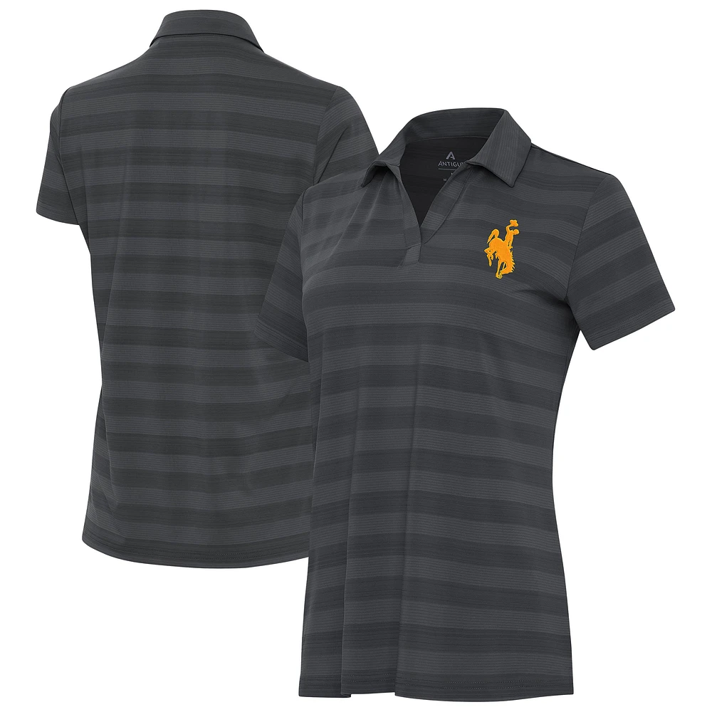 Women's Antigua Pewter Wyoming Cowboys Tunnel Polo