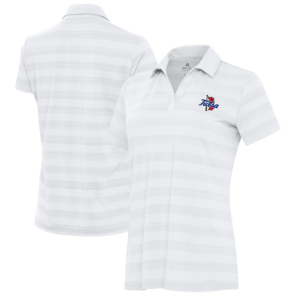 Women's Antigua White Tulsa Golden Hurricane Tunnel Polo