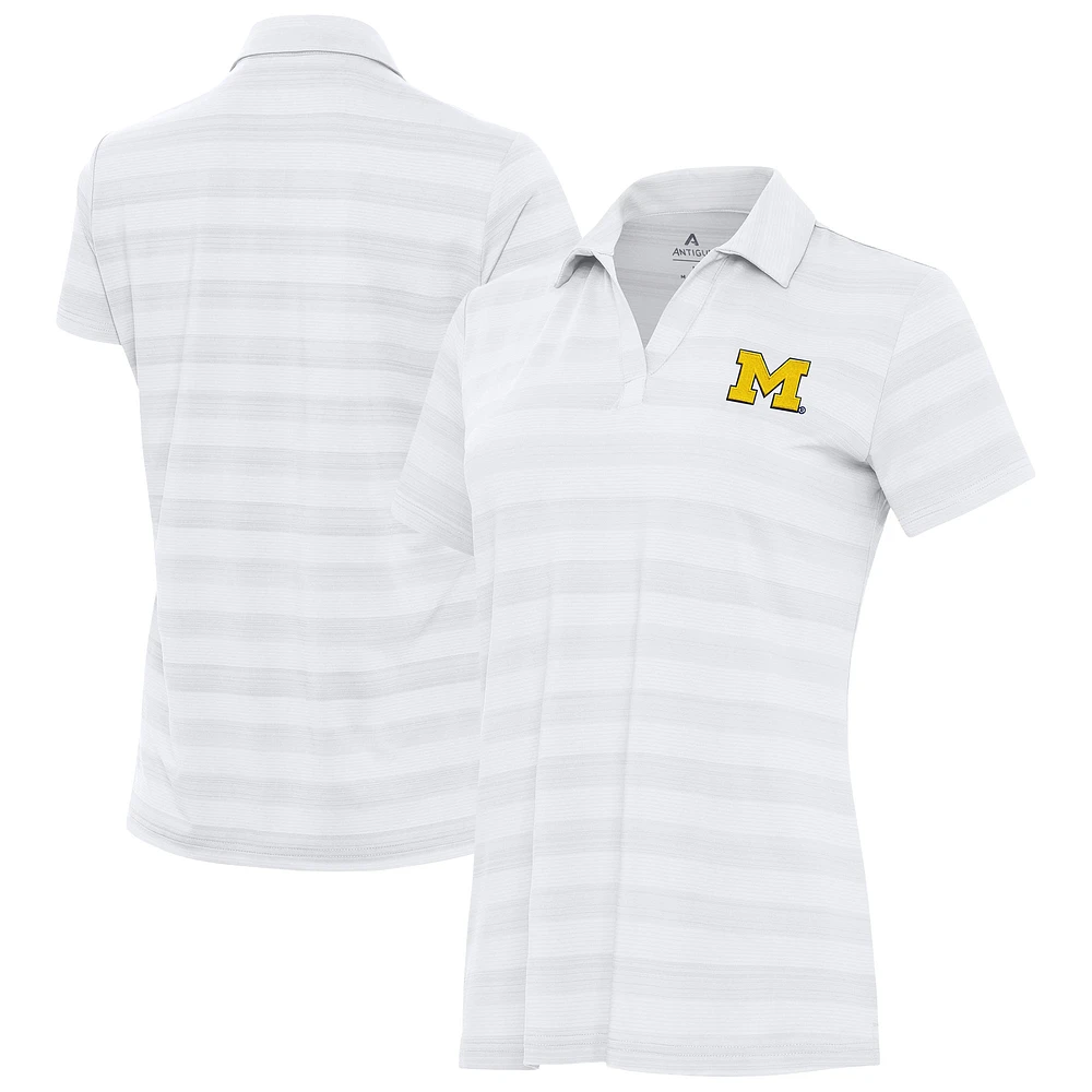 Women's Antigua White Michigan Wolverines Tunnel Polo