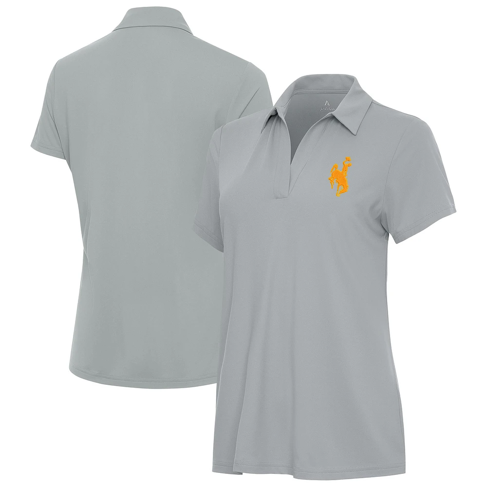 Women's Antigua Gray Wyoming Cowboys Era Polo