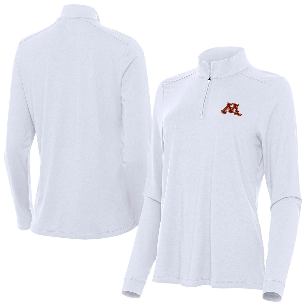 Women's Antigua White Minnesota Golden Gophers Intent Quarter-Zip Top