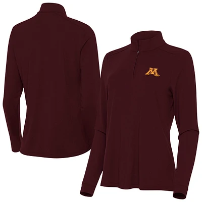 Women's Antigua Maroon Minnesota Golden Gophers Intent Quarter-Zip Top
