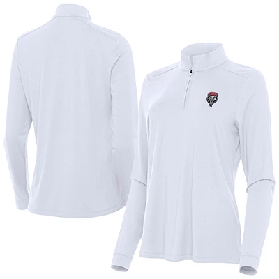 Women's Antigua White New Mexico Lobos Intent Quarter-Zip Top