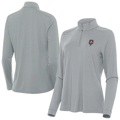 Women's Antigua Gray New Mexico Lobos Intent Quarter-Zip Top