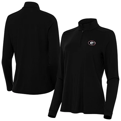 Women's Antigua Black Georgia Bulldogs Intent Quarter-Zip Top
