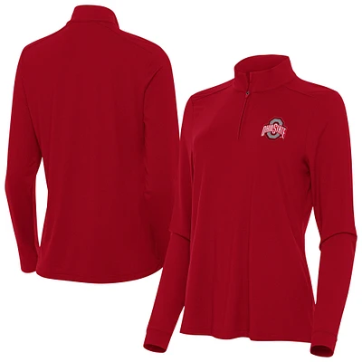 Women's Antigua Scarlet Ohio State Buckeyes Intent Quarter-Zip Top