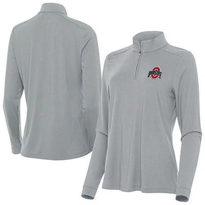 Women's Antigua Gray Ohio State Buckeyes Intent Quarter-Zip Top