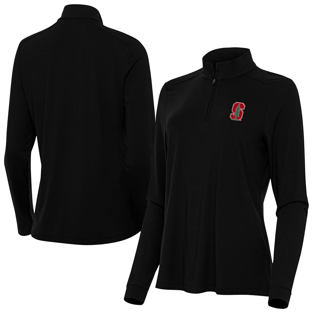 Women's Antigua Black Stanford Cardinal Intent Quarter-Zip Top