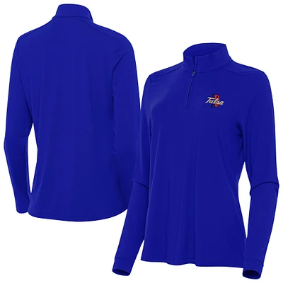 Women's Antigua Royal Tulsa Golden Hurricane Intent Quarter-Zip Top