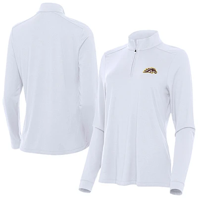 Women's Antigua White Western Michigan Broncos Intent Quarter-Zip Top