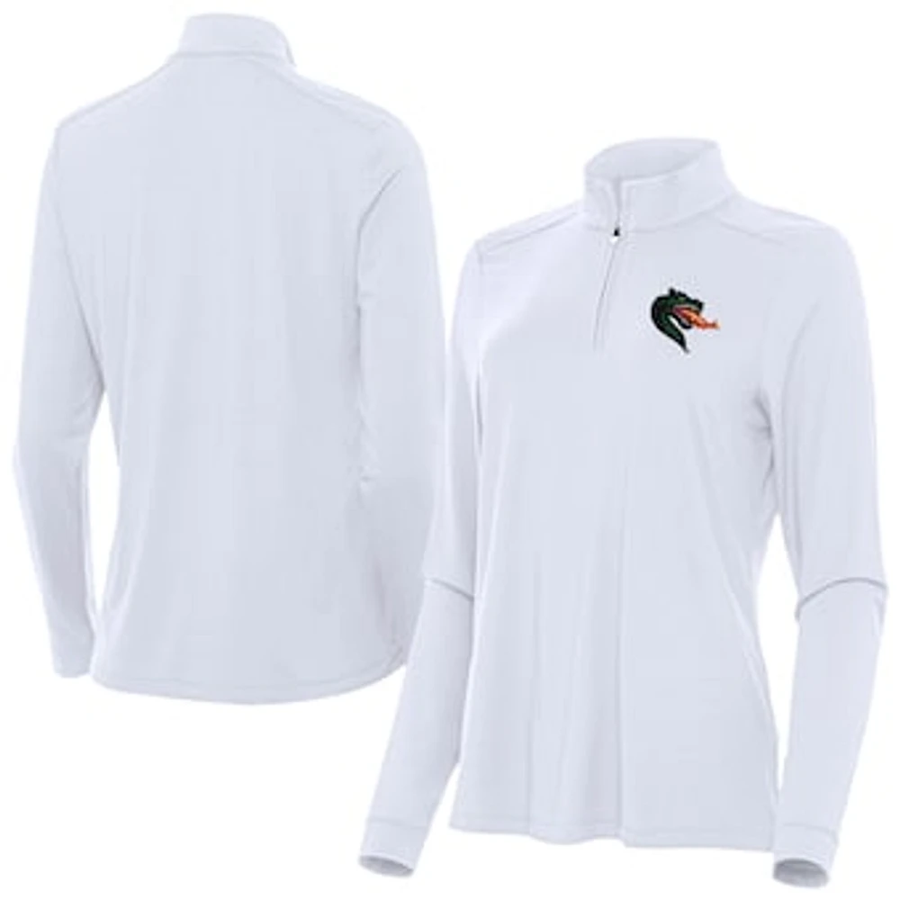 Women's Antigua White UAB Blazers Intent Quarter-Zip Top