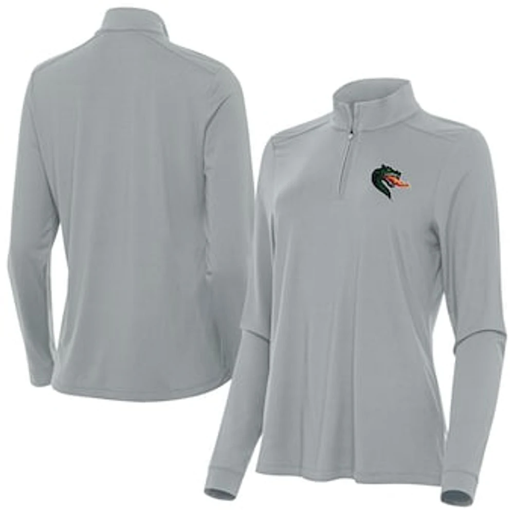 Women's Antigua Gray UAB Blazers Intent Quarter-Zip Top