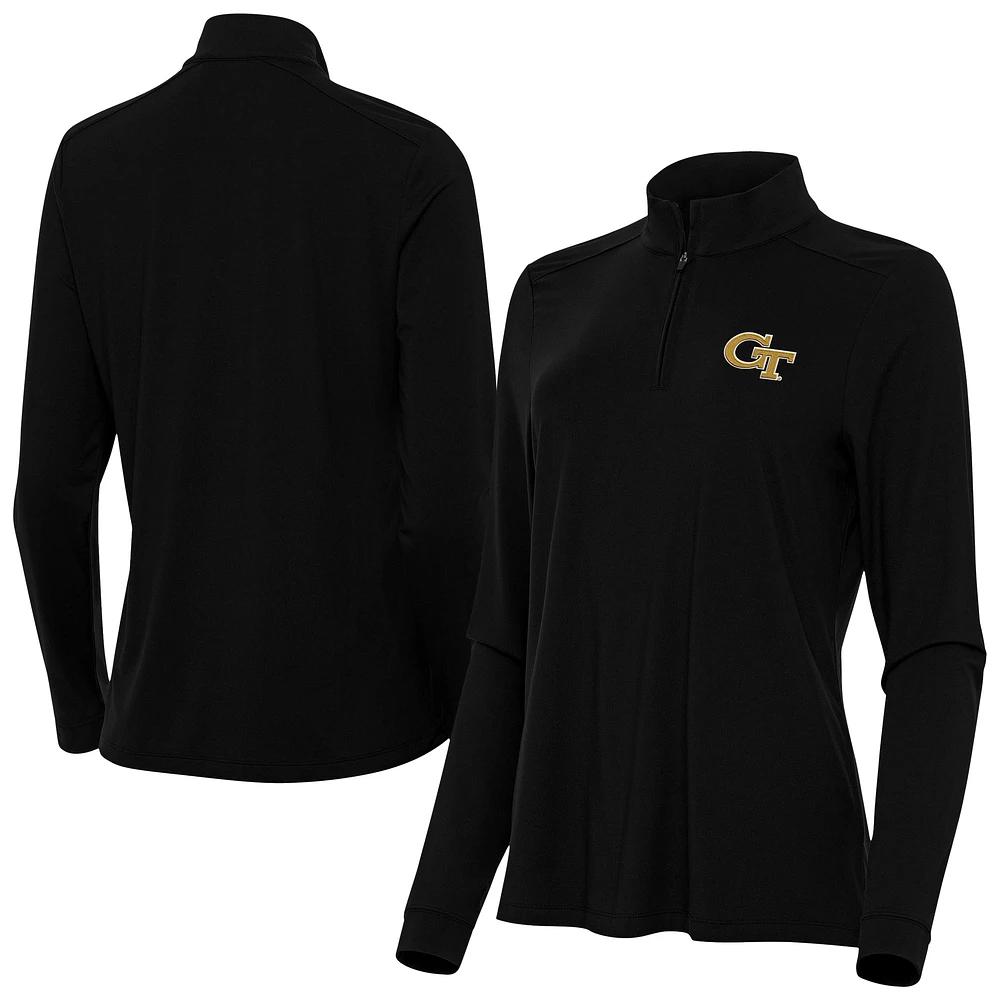 Women's Antigua Georgia Tech Yellow Jackets Intent Quarter-Zip Top