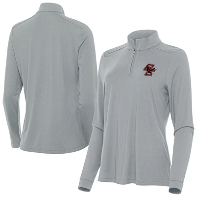 Women's Antigua Gray Boston College Eagles Intent Quarter-Zip Top