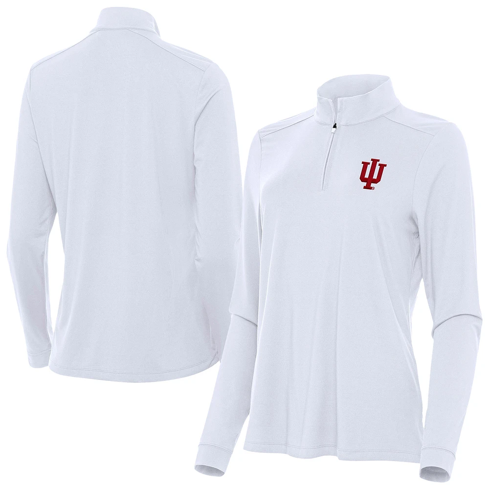 Women's Antigua White Indiana Hoosiers Intent Quarter-Zip Top