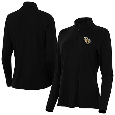 Women's Antigua Black UCF Knights Intent Quarter-Zip Top