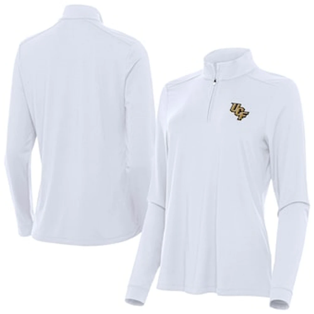 Women's Antigua White UCF Knights Intent Quarter-Zip Top