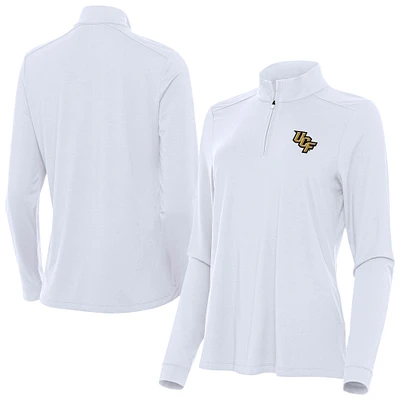 Women's Antigua White UCF Knights Intent Quarter-Zip Top