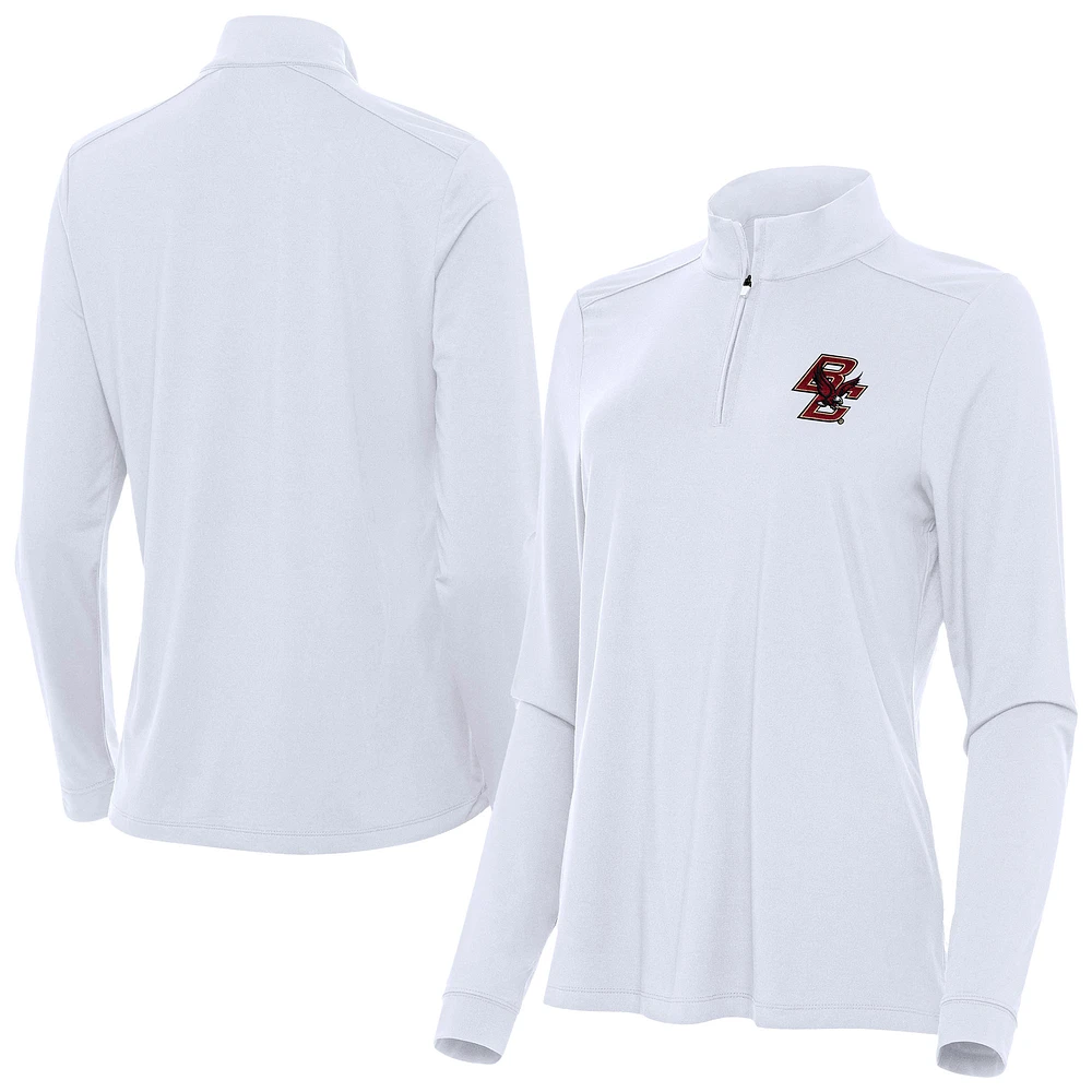 Women's Antigua White Boston College Eagles Intent Quarter-Zip Top