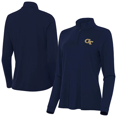 Women's Antigua Navy Georgia Tech Yellow Jackets Intent Quarter-Zip Top
