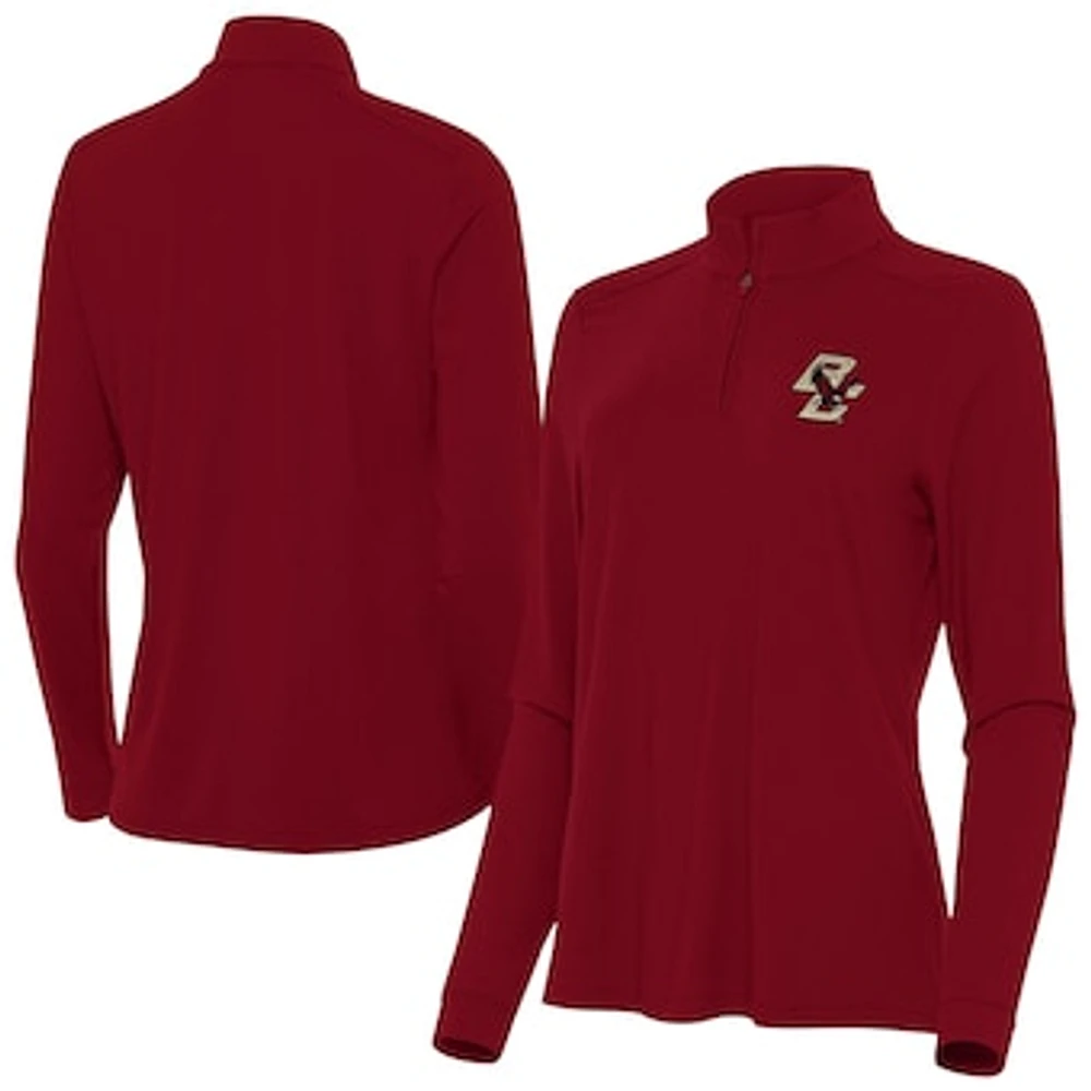 Women's Antigua Maroon Boston College Eagles Intent Quarter-Zip Top