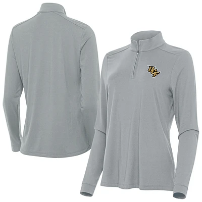 Women's Antigua Gray UCF Knights Intent Quarter-Zip Top